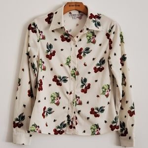 bebe Cream with Cherry Print Blouse